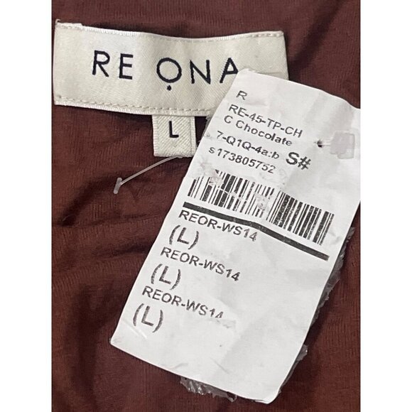 RE ONA Square Neck Crop Top in Chocolate Large New Womens Long Sleeve Blouse - Picture 7 of 8